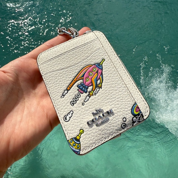 Coach Cosmic Rocket Zip Card Case With Chain - Picture 1 of 6